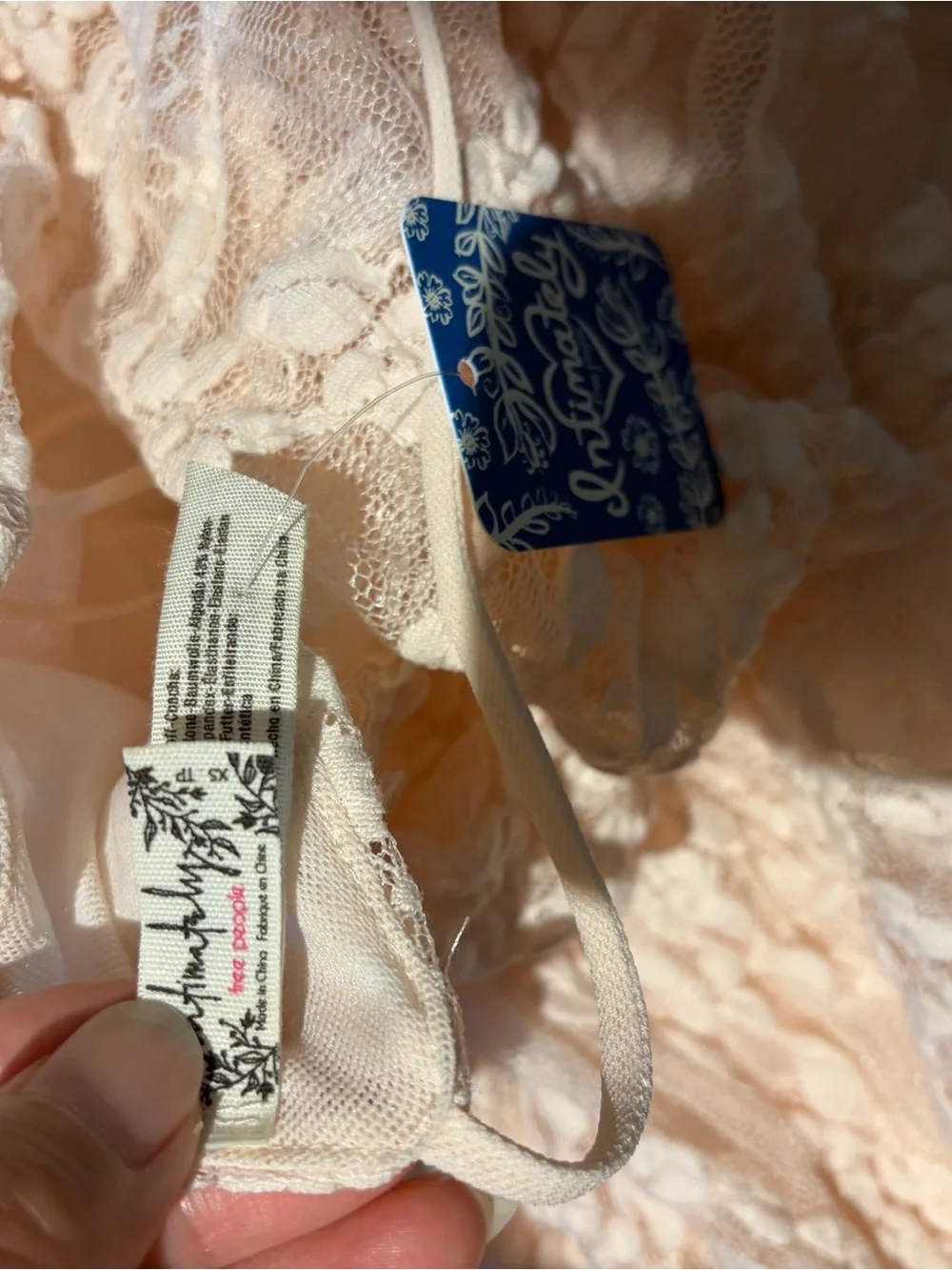 NWT free people fairy light pink Lace Spaghetti Strap Mini Dress